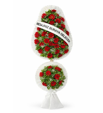 kırmızı gerbera çelenk, ayaklı cenaze çelenk,