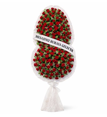 kırmızı gül çelenk, 2 katlı premium açılış çelenk