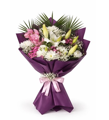 kesme orkide buketi, beyaz lilyum aranjmanı,