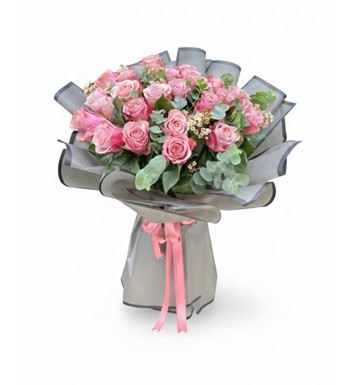 pembe gül buketi, 30’lu gül buketi, ithal gül, pembe ithal