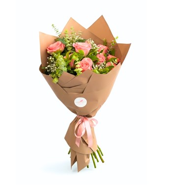 somon gül buketi, pastel gül aranjmanı,