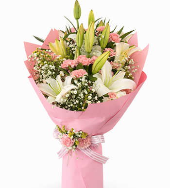 lilyum buketi, premium çiçek, romantik buket