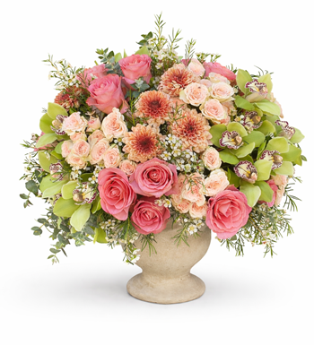 pembe gül aranjmanı, lüks orkide tasarımı,