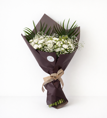 beyaz papatya buketi, sade çiçek buketi, papatya aranjmanı,