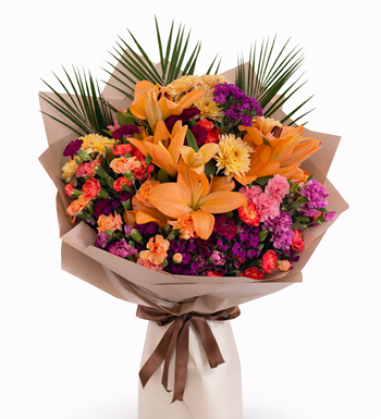 lilyum buketi, premium çiçek, gösterişli buket