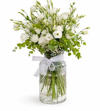 eyaz lisyantus, cam vazoda çiçek, günlük seri çiçek