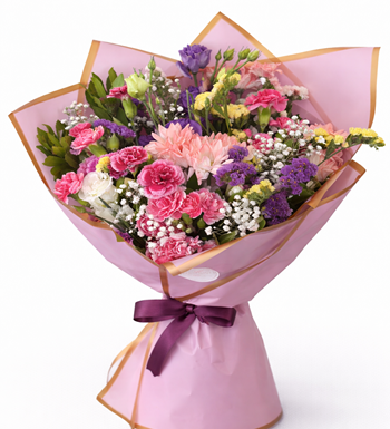 mini karanfil buketi, krizantem aranjmanı, pastel ton çiçek