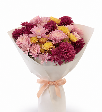 krizantem buketi, günlük buket, renkli çiçek