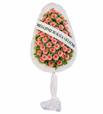 pembe gerbera açılış çelengi, ayaklı tebrik çiçeği,