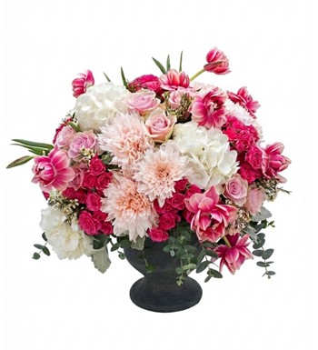 lüks çiçek aranjmanı, pembe beyaz buket, premium çiçek